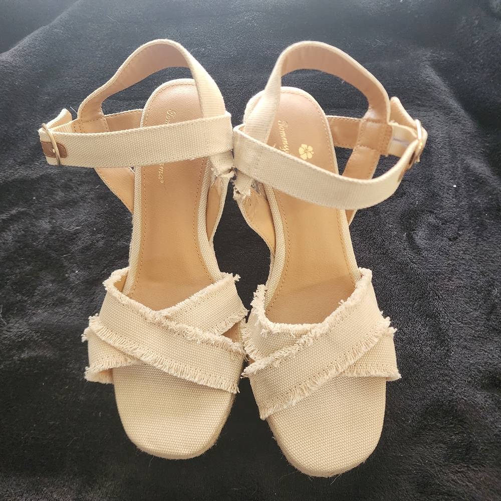 Tommy Bahama Women's Tan Wedge Sandals - Picture 2 of 2